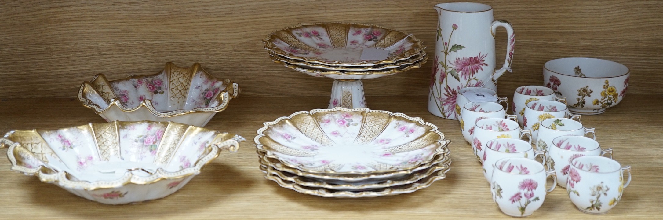 A selection of George Jones and Sons ‘Chrysanthemum’ wares, together with George Jones and Sons crescent China wares